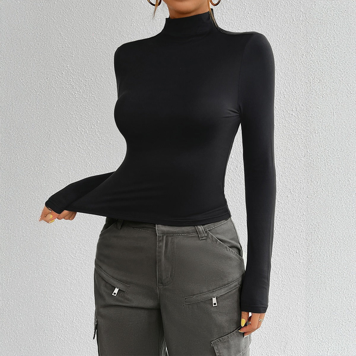 European and American autumn and winter women's Y2K slim fit solid color knitted base long sleeved top - CHRISTDEST GLOBAL SERVICE