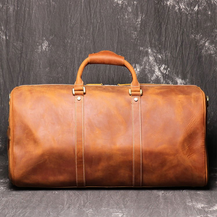 European and American retro men's genuine leather handbag travel bag women's crazy horse leather crossbody large luggage bag cowhide gym bag - CHRISTDEST GLOBAL SERVICE