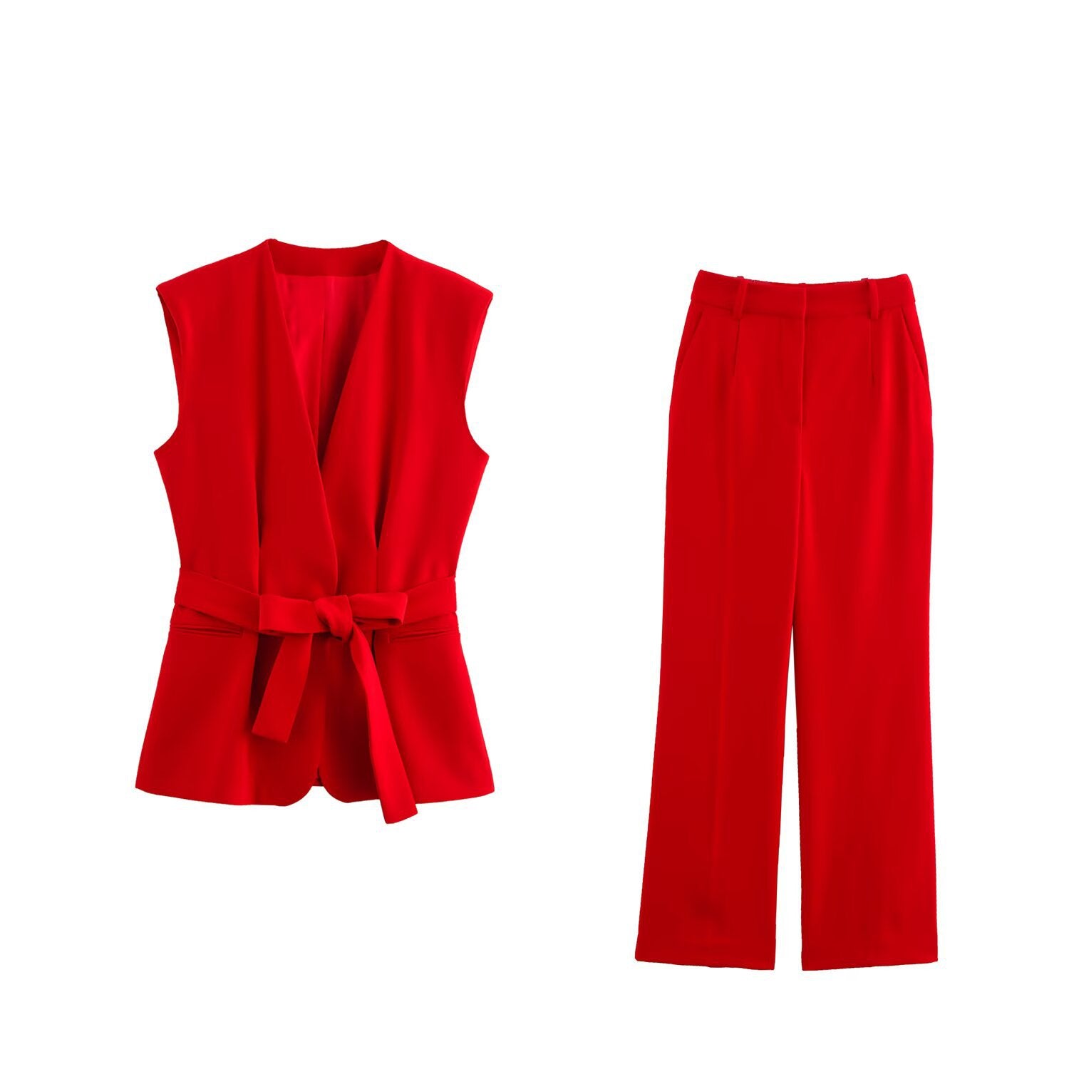 Ladies' fashionable temperament suit vest wide leg pants set