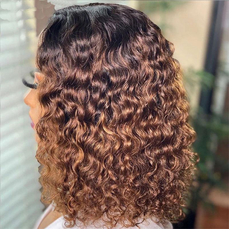 Fashion Female Long Curly Hair, Black-Brown Gradient Partial Small Curly Hair Wig Headgear - CHRISTDEST GLOBAL SERVICE