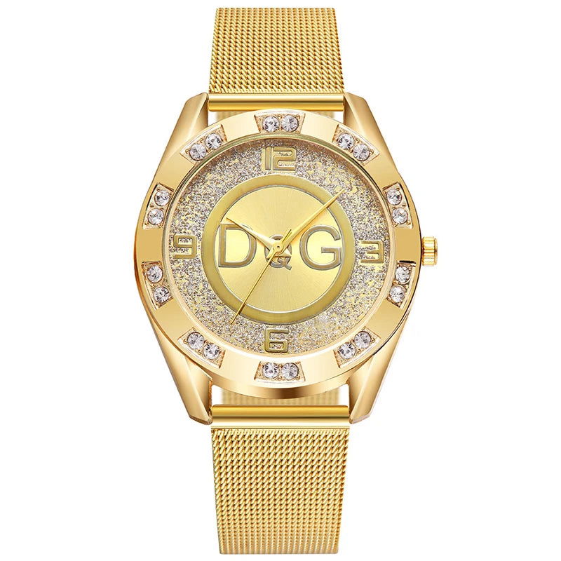 Fashion Luxury Watch DQG Crystal Quartz Female Watch Gold Silver Stainless Steel Ladies Dress Watch  Zegarek Damski - CHRISTDEST GLOBAL SERVICE