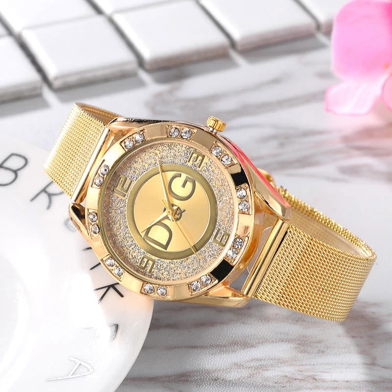 Fashion Luxury Watch DQG Crystal Quartz Female Watch Gold Silver Stainless Steel Ladies Dress Watch  Zegarek Damski - CHRISTDEST GLOBAL SERVICE