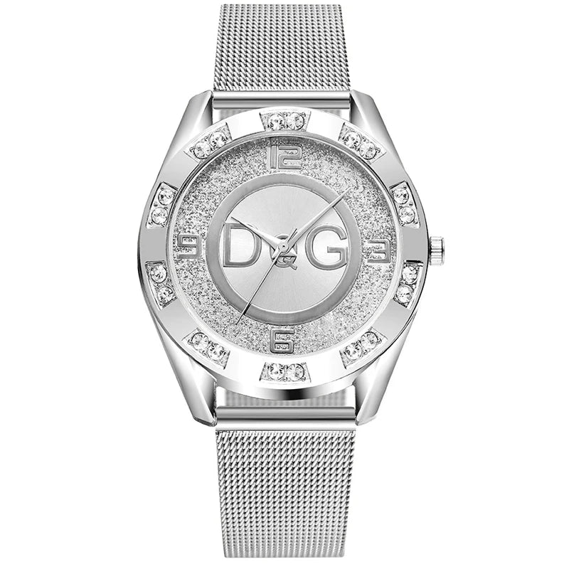 Fashion Luxury Watch DQG Crystal Quartz Female Watch Gold Silver Stainless Steel Ladies Dress Watch  Zegarek Damski - CHRISTDEST GLOBAL SERVICE