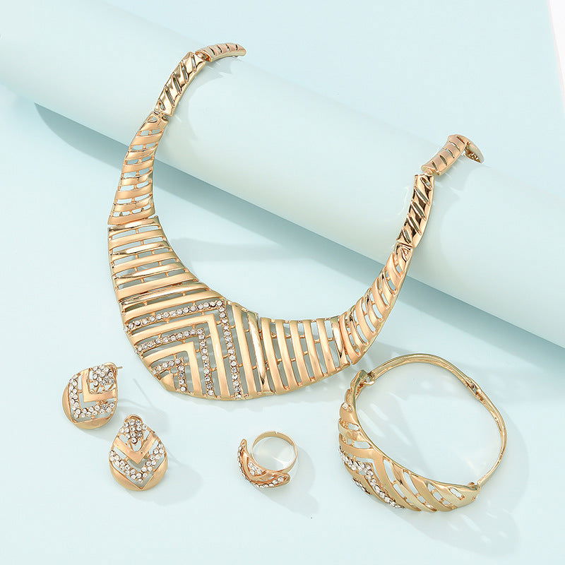 Fashion Simple Alloy First Necklace And Earrings Four-piece Set - CHRISTDEST GLOBAL SERVICE