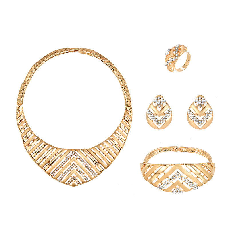 Fashion Simple Alloy First Necklace And Earrings Four-piece Set - CHRISTDEST GLOBAL SERVICE