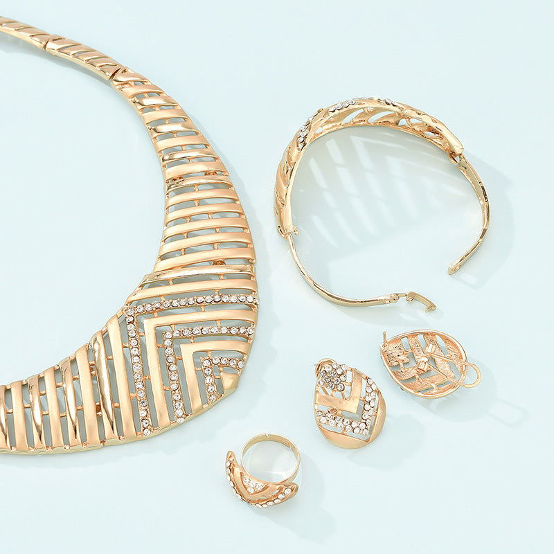 Fashion Simple Alloy First Necklace And Earrings Four-piece Set - CHRISTDEST GLOBAL SERVICE