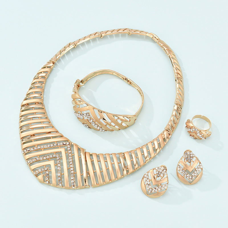 Fashion Simple Alloy First Necklace And Earrings Four-piece Set - CHRISTDEST GLOBAL SERVICE