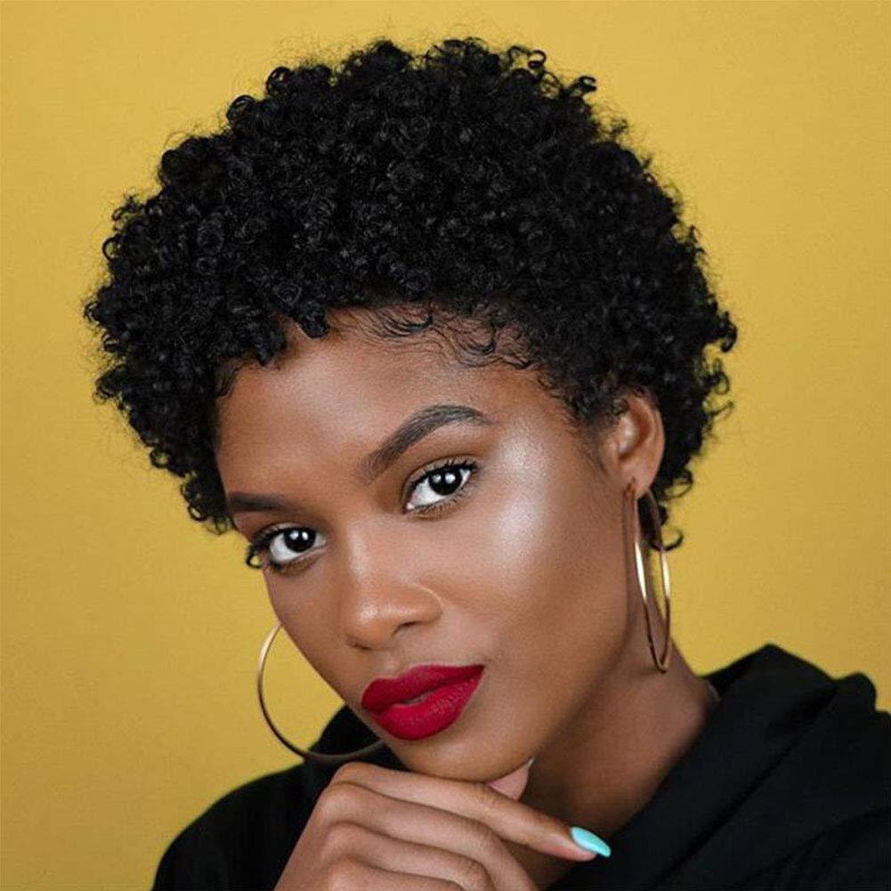 Fashion Trend Short Curly Hair African Small Curly Ladies Wig Headgear Natural Color Real Hair Headgear - CHRISTDEST GLOBAL SERVICE