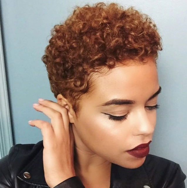 Fashion Trend Short Curly Hair African Small Curly Ladies Wig Headgear Natural Color Real Hair Headgear - CHRISTDEST GLOBAL SERVICE