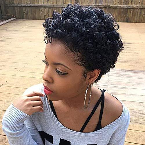 Fashion Trend Short Curly Hair African Small Curly Ladies Wig Headgear Natural Color Real Hair Headgear - CHRISTDEST GLOBAL SERVICE