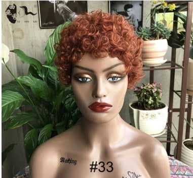 Fashion Trend Short Curly Hair African Small Curly Ladies Wig Headgear Natural Color Real Hair Headgear - CHRISTDEST GLOBAL SERVICE