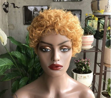 Fashion Trend Short Curly Hair African Small Curly Ladies Wig Headgear Natural Color Real Hair Headgear - CHRISTDEST GLOBAL SERVICE