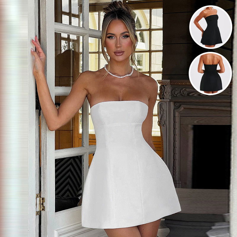 Fashion Tube Dress Summer Solid Color Sasual Backless Slim Short Dresses Party Womens Clothing - CHRISTDEST GLOBAL SERVICE