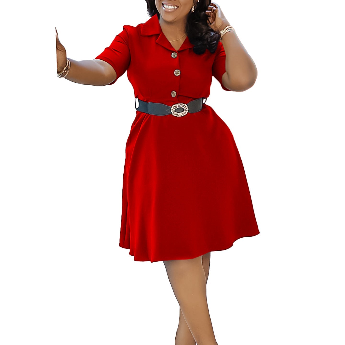 Fashion Waist-controlled Short Sleeve Women's Clothing Dress - CHRISTDEST GLOBAL SERVICE