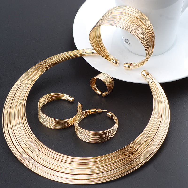 Fashion stripe metal Earring Set - CHRISTDEST GLOBAL SERVICE