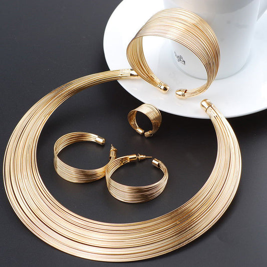 Fashion stripe metal Earring Set - CHRISTDEST GLOBAL SERVICE