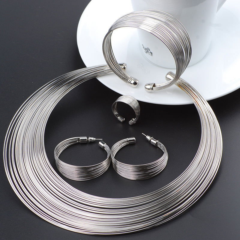 Fashion stripe metal Earring Set - CHRISTDEST GLOBAL SERVICE