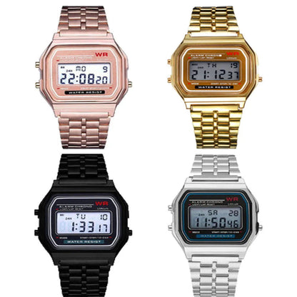 Fashionable and Classic Square Electronic Watch, Same Style for Men and Women, Couple Style Electronic Watch Steel Band A159, Ge - CHRISTDEST GLOBAL SERVICE