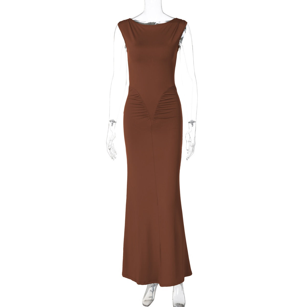 Fashionable temperament slim fit pleated solid color short sleeved dress - CHRISTDEST GLOBAL SERVICE