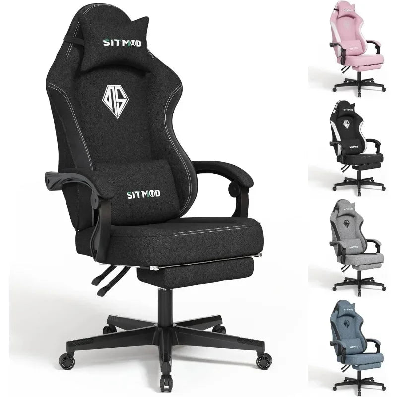 Footrest-PC Computer Ergonomic Video Game Chair-Backrest and Seat Height Adjustable Swivel Task Chair with Headrest - CHRISTDEST GLOBAL SERVICE