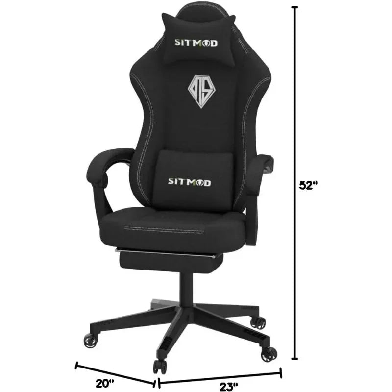 Footrest-PC Computer Ergonomic Video Game Chair-Backrest and Seat Height Adjustable Swivel Task Chair with Headrest - CHRISTDEST GLOBAL SERVICE