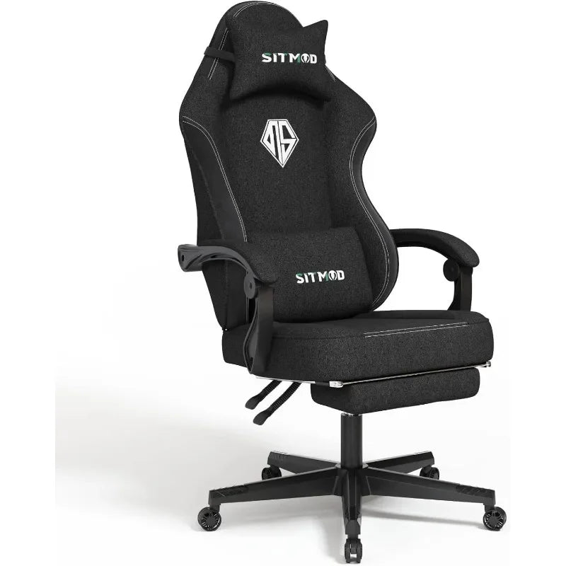 Footrest-PC Computer Ergonomic Video Game Chair-Backrest and Seat Height Adjustable Swivel Task Chair with Headrest - CHRISTDEST GLOBAL SERVICE