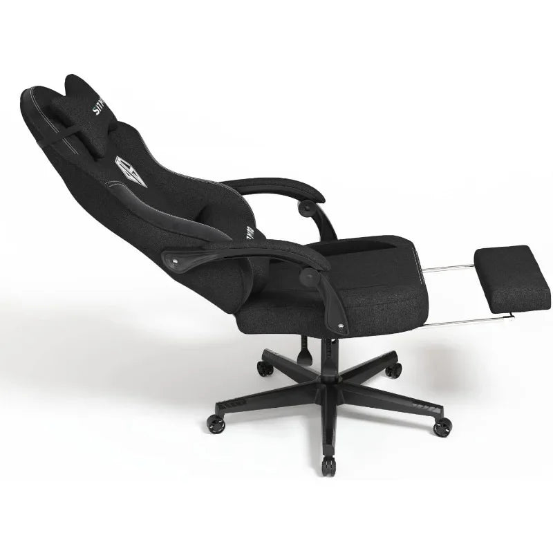 Footrest-PC Computer Ergonomic Video Game Chair-Backrest and Seat Height Adjustable Swivel Task Chair with Headrest - CHRISTDEST GLOBAL SERVICE