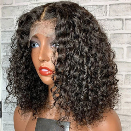 Front Lace Fluffy Black Medium Length Small Curly Wig - CHRISTDEST GLOBAL SERVICE