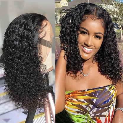 Front Lace Fluffy Black Medium Length Small Curly Wig - CHRISTDEST GLOBAL SERVICE