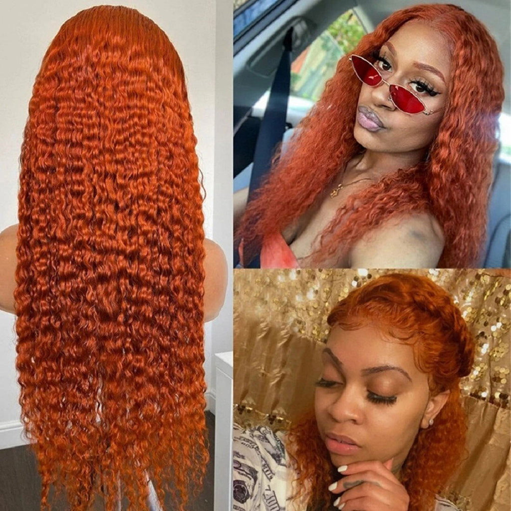 Front Lace Small Curly Orange Curly Hair Chemical Fiber Fake Head Cover - CHRISTDEST GLOBAL SERVICE