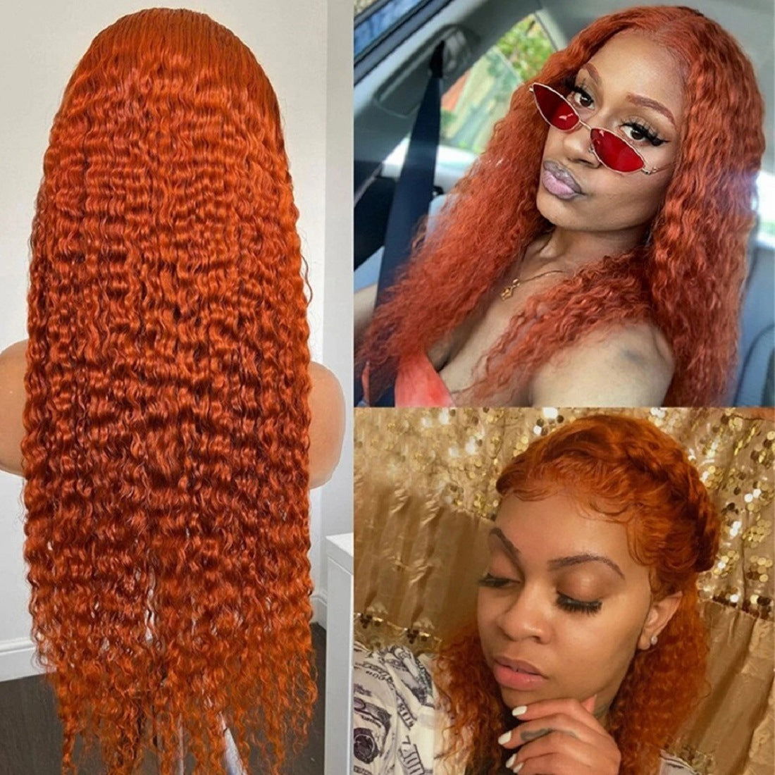 Front Lace Small Curly Orange Curly Hair Chemical Fiber Fake Head Cover - CHRISTDEST GLOBAL SERVICE