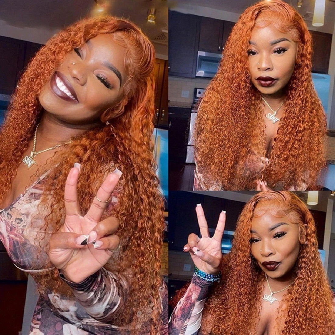 Front Lace Small Curly Orange Curly Hair Chemical Fiber Fake Head Cover - CHRISTDEST GLOBAL SERVICE