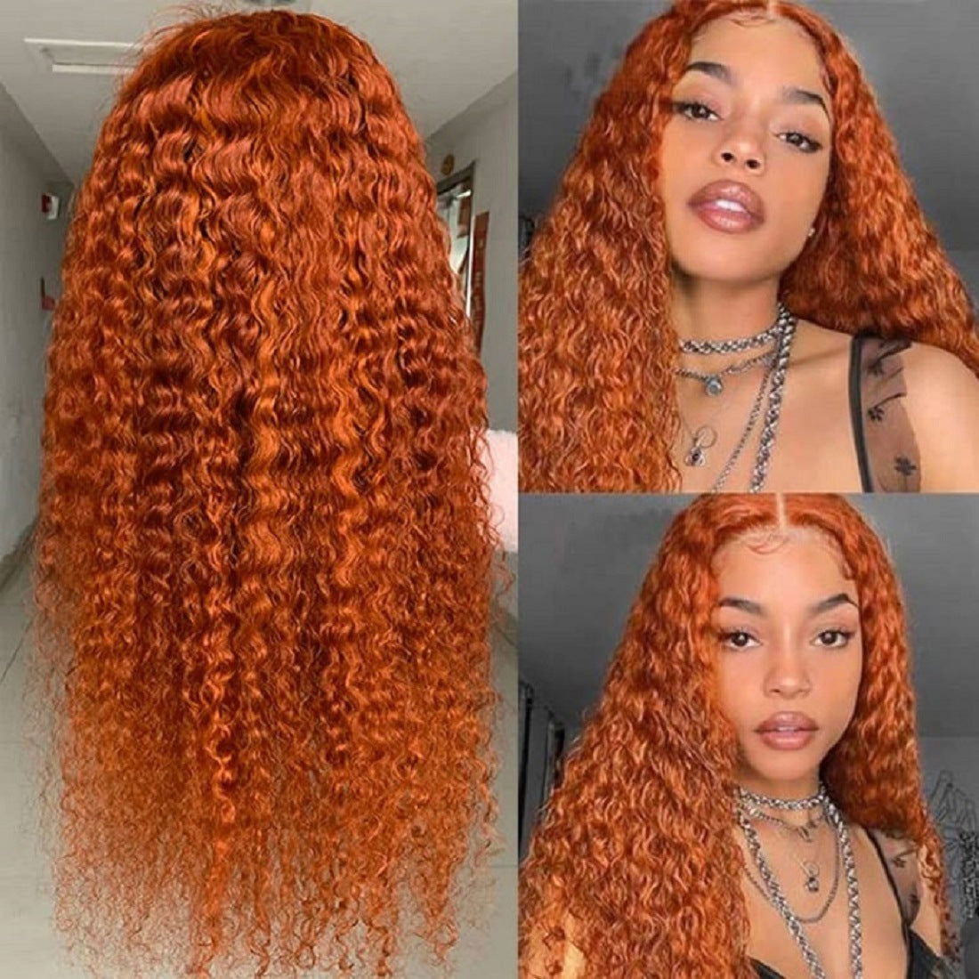 Front Lace Small Curly Orange Curly Hair Chemical Fiber Fake Head Cover - CHRISTDEST GLOBAL SERVICE
