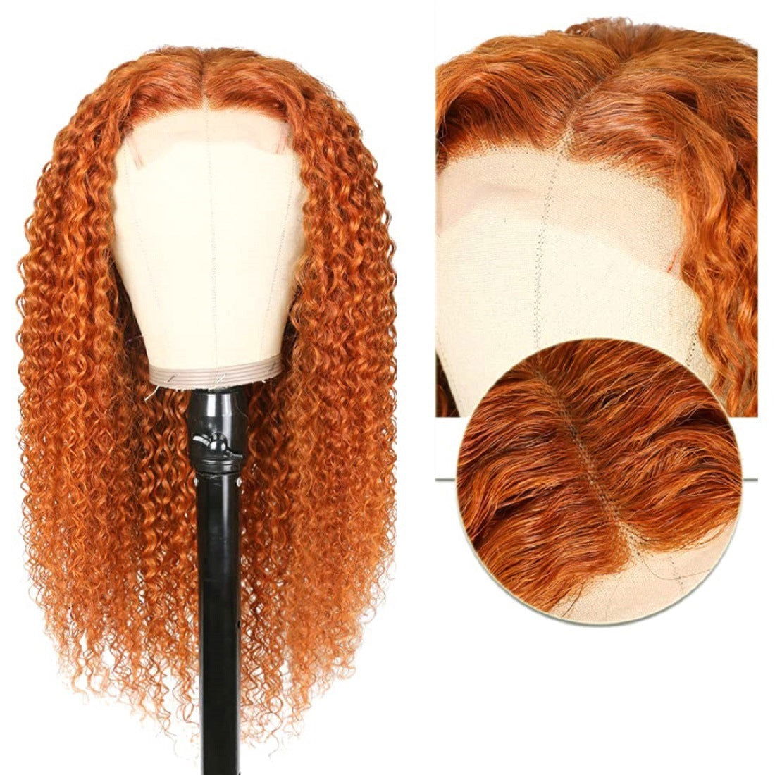 Front Lace Small Curly Orange Curly Hair Chemical Fiber Fake Head Cover - CHRISTDEST GLOBAL SERVICE