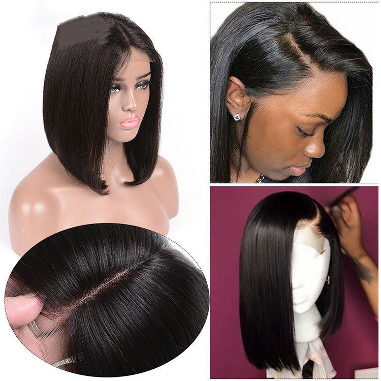 Front lace black short straight hair - CHRISTDEST GLOBAL SERVICE