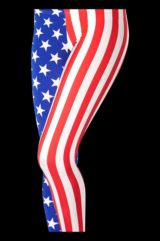 Full Length Fitness Leggings American Flag Print Women Workout Pants 2xL 3xl 4XL Plus Size Leggins For Girls - CHRISTDEST GLOBAL SERVICE