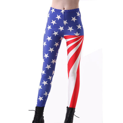 Full Length Fitness Leggings American Flag Print Women Workout Pants 2xL 3xl 4XL Plus Size Leggins For Girls - CHRISTDEST GLOBAL SERVICE