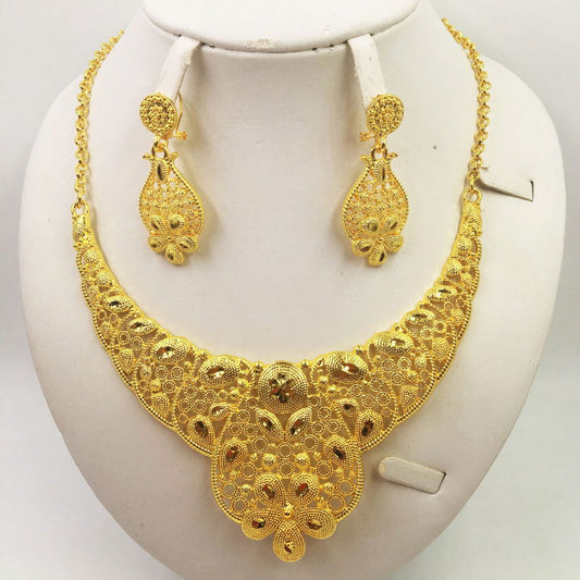 Gold Jewellery African Wedding Gifts Women Necklace Earrings - CHRISTDEST GLOBAL SERVICE
