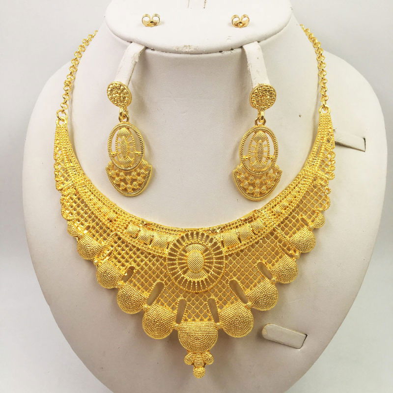 Gold Jewellery African Wedding Gifts Women Necklace Earrings - CHRISTDEST GLOBAL SERVICE