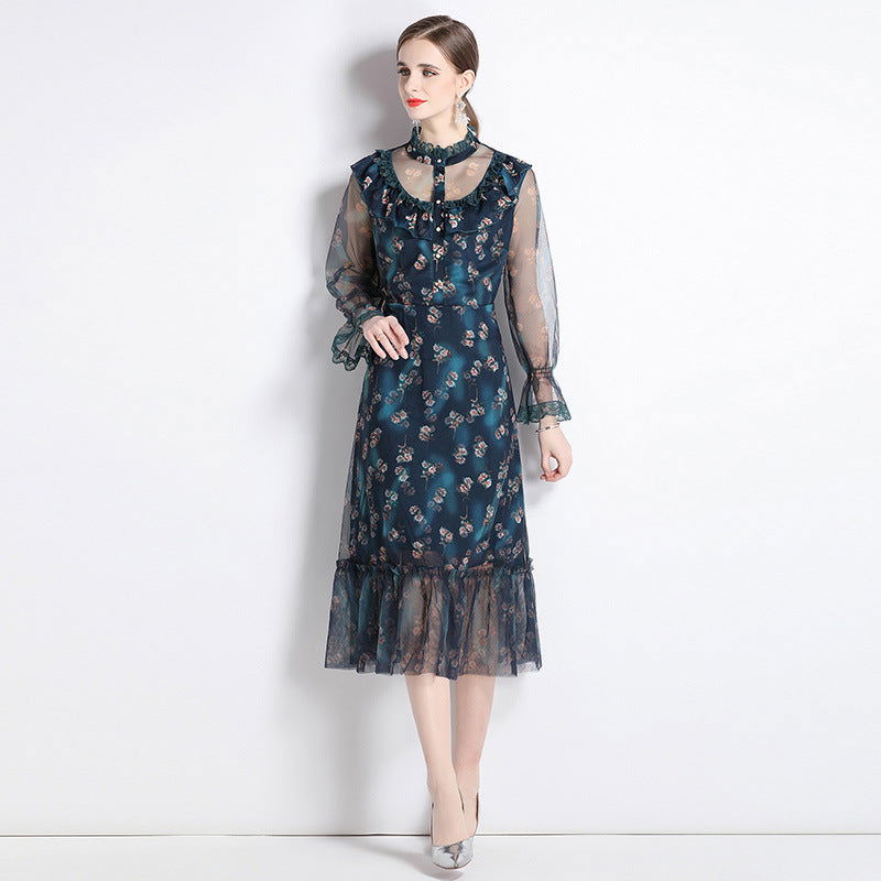 Green Shivering Court Slimming French Dress - CHRISTDEST GLOBAL SERVICE