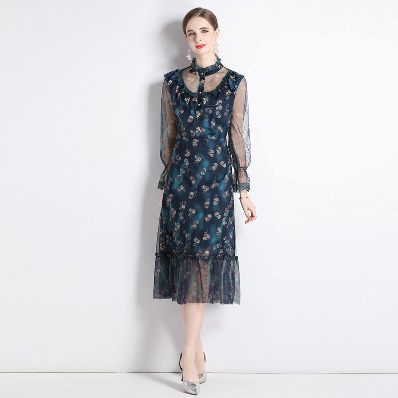 Green Shivering Court Slimming French Dress - CHRISTDEST GLOBAL SERVICE