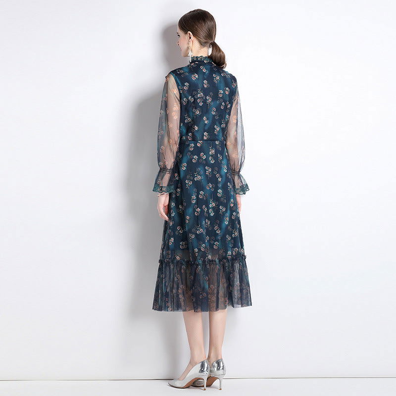 Green Shivering Court Slimming French Dress - CHRISTDEST GLOBAL SERVICE