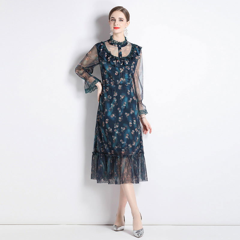 Green Shivering Court Slimming French Dress - CHRISTDEST GLOBAL SERVICE