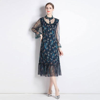 Green Shivering Court Slimming French Dress - CHRISTDEST GLOBAL SERVICE