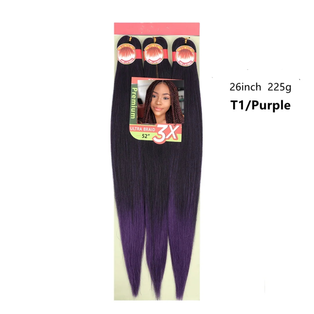 Wholesale 3x Prestretched 26-inch Stretch Braided Hot Water Shaping Ombre Easy Braid Synthetic Wig and Crochet Hair Extensions