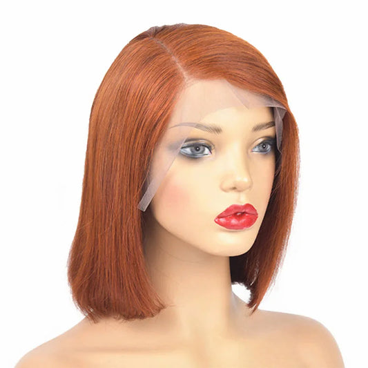 Wholesale Bob Wigs Human Hair Lace Frontal 13*4 T Part Short Colored Orange Cheap Frontal Bob Wig High Quality