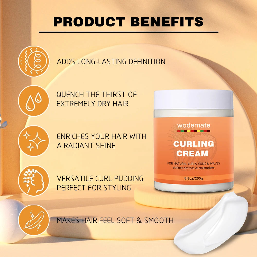 Organic Coconut Curling Cream With Shea Butter-Nourishing&Defining for Natural Curly Hair-Hydrating Curl Enhancer