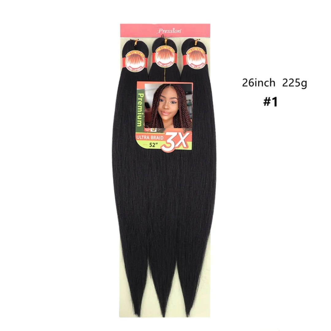 Wholesale 3x Prestretched 26-inch Stretch Braided Hot Water Shaping Ombre Easy Braid Synthetic Wig and Crochet Hair Extensions