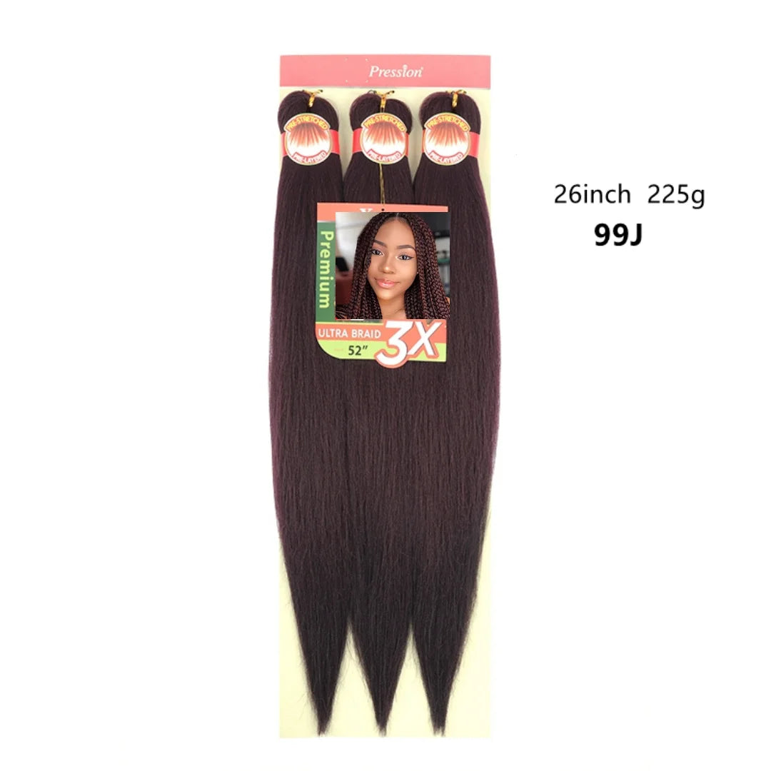 Wholesale 3x Prestretched 26-inch Stretch Braided Hot Water Shaping Ombre Easy Braid Synthetic Wig and Crochet Hair Extensions