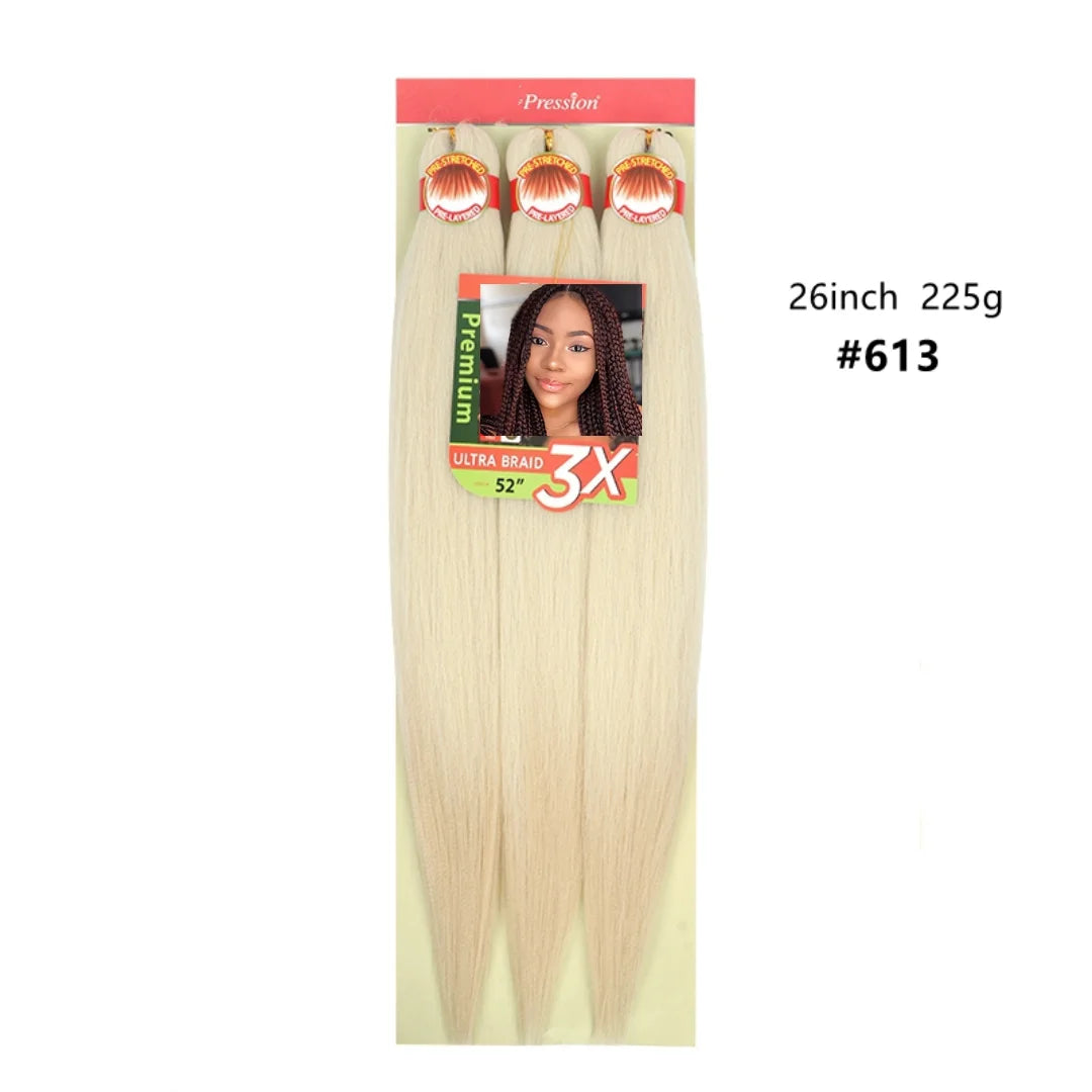 Wholesale 3x Prestretched 26-inch Stretch Braided Hot Water Shaping Ombre Easy Braid Synthetic Wig and Crochet Hair Extensions
